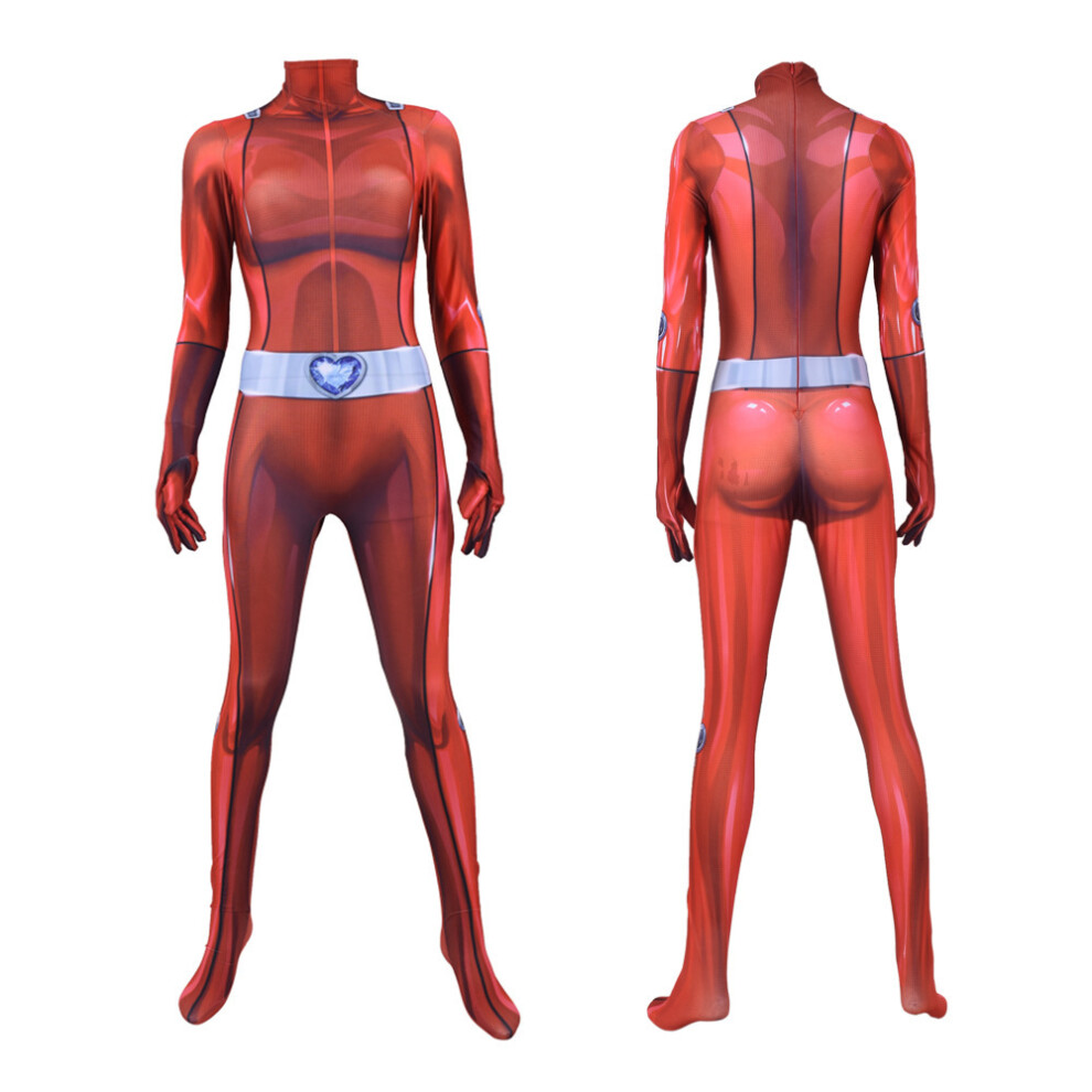 Photos - Fancy Dress Kids Totally Spies Cosplay Costume for Women Adults 3D Printed Clover Ewing Zentai Bodysuit Halloween Al(Red, Height 130cm)