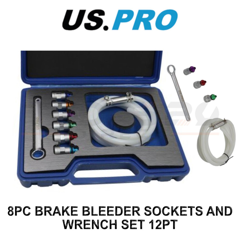 US PRO Tools 8pc Brake Bleeder Socket & Wrench Set 7â12mm with Hose & Check Valve 6243-image-OPC-PHMKWGW-NEW
