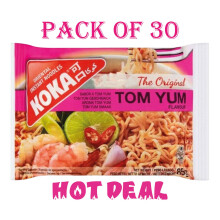 Koka Instant Tom Yum Flavour Noodles – 85g (Pack of 30) | Spicy Thai-Inspired Noodles | No MSG | Quick & Easy Meal