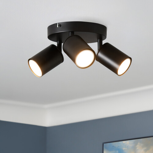 (Spotlight Plate, Black) Litecraft Tanner Spotlights Ceiling 3 Lights 2
