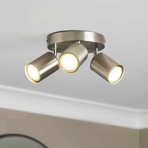 (Spotlight Plate, Satin Nickel) Litecraft Tanner Spotlights Ceiling 3 Lights 2