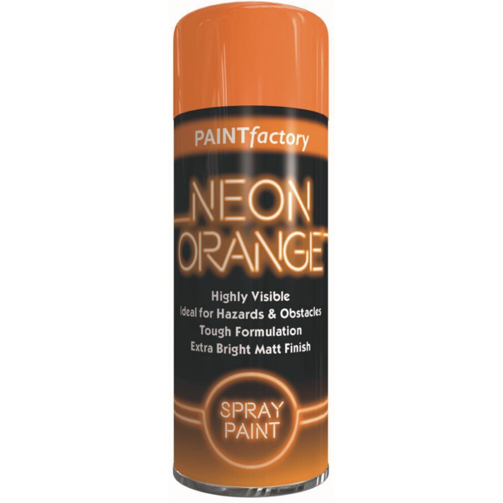 Paint Factory Neon Bright Spray Paint Aerosol Matt Metal Wood Plastic Orange