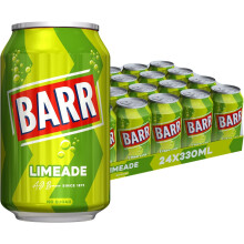 BARR since 1875 24 Pack Zingy Limeade Zero No Sugar Lime Flavoured Fizzy Drink Fizzingly Fun 24 x 330ml Cans