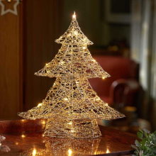 60cm Battery Operated Light up Gold Weave Christmas Tree with Warm White LEDs
