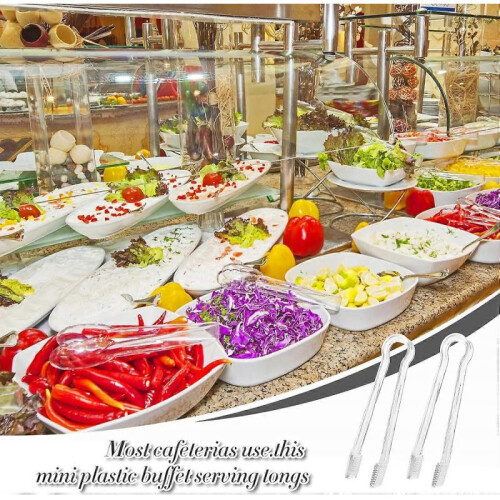 10Pcs Plastic Buffet Serving Tong, Small Buffet Serving Tongs Set Clear Kitchen 1