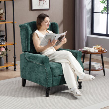 (Green) HOMCOM Manual Reclining Armchair Recliner with Footrest Dark