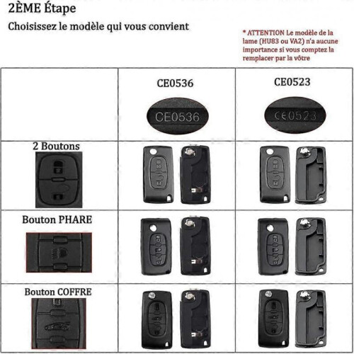 2 Buttons Key Shell Compatible CE0536 Folding Flip Key for Peugeot 207 307 308 A 1
