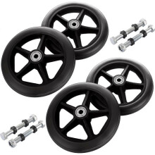 4 Pcs Walker Wheels Replacement, 6 Inch Solid Wheelchair Front Wheels, Anti-Slip