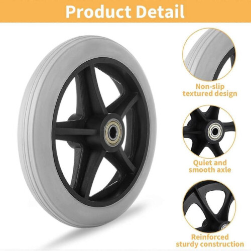 4 Pcs Walker Wheels Replacement, 6 Inch Solid Wheelchair Front Wheels, Anti-Slip 1