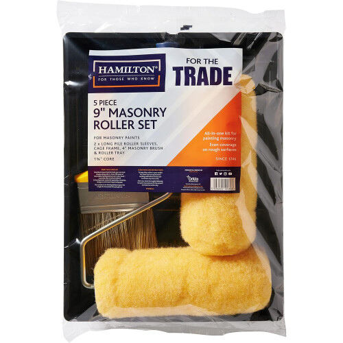 Hamilton Hamilton 5 Piece 9" Masonry  Brush and Roller Set with Tray