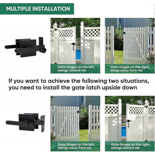 Double Side Gate Latch, Heavy Duty Swinging Door Latch Gate Hardware for 1