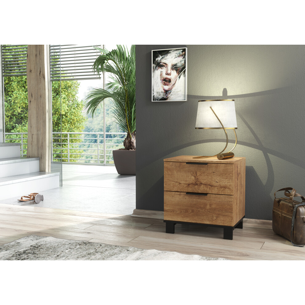 (2-Drawer ) Modern Dark Oak Effect Chest of Drawers Bedside Cabinet 2 3 4 5 Drawers Wood Effect Cozy