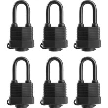 6 Pack Waterproof Padlocks Keyed Alike - Heavy Duty Laminated Steel Lock for