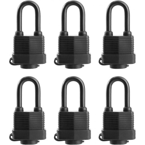6 Pack Waterproof Padlocks Keyed Alike - Heavy Duty Laminated Steel Lock for