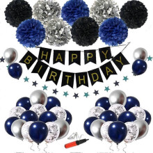Party Decorations for Men Women Balloons Blue Birthday Decorations for Boys Girls Happy