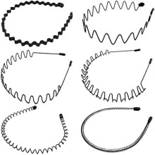 6 Pcs AcserGery Gift Men'S Hair Band Headband Hair Hoop Band Black Wavy Metal
