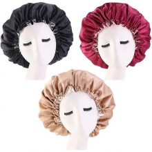 3Pcs Elastic Women Satin Night Sleep Cap Hair Bonnet Hat Shower Caps (A) Acsergery Gift