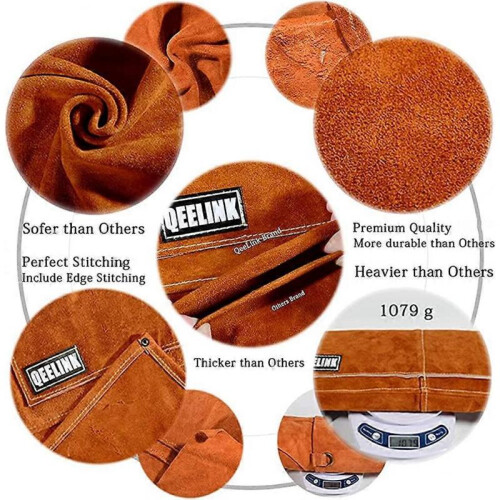 Leather Woodwork Apron,AcserGery Leather Apron with 6 Tool Pockets Heavy Duty 2