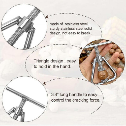 Acsergery NutCrackerStainlessSteelPecanCrackerWalnutCrackerHeavyDutyNutcracker Gift 2