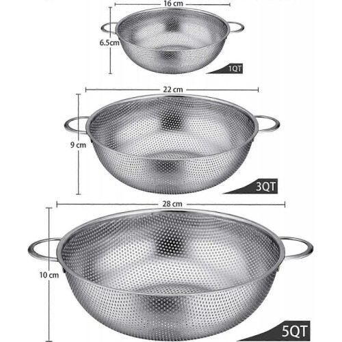 Colander Stainless Steel,AcserGery Kitchen Colander Strainer Set With 1