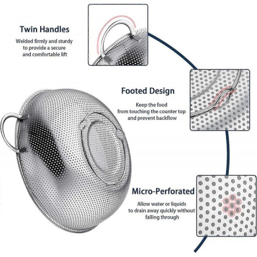 Colander Stainless Steel,AcserGery Kitchen Colander Strainer Set With 2