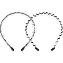 2 Pack AcserGery Gift Metal Headbands Wavy Hairband Spring Hair Hoop Black Unisex Men Wome