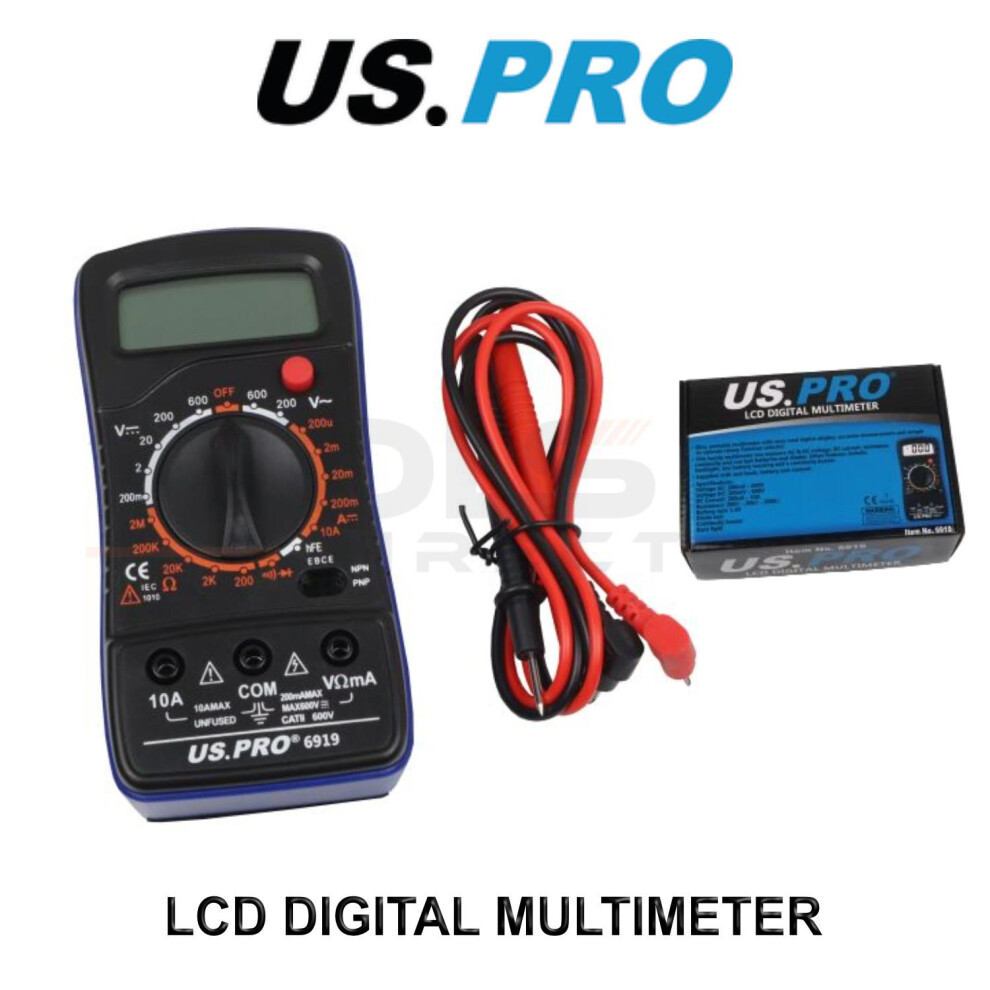 Us Pro Tools Slim Lcd Digital Multimeter Ac/Dc Voltage Current Tester 6919