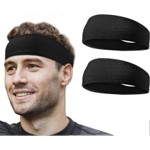 2 Pcs AcserGery Gift Elastic Sports Headbands for Men/Women - with Inner Grip