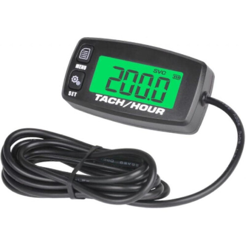 Inductive Tachometer with Hour Meter - Backlit Display for Gasoline Engine ATVs, UTVs, Dirt Bikes, and More