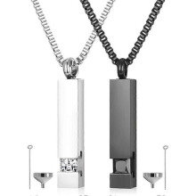 2 Pcs AcserGery Gift Cremation Urn Pendant Necklace for Memorial Black Stainless