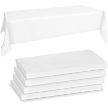 4 Pcs Acsergery Disposable Plastic Tablecloths, Plastic Rectangle Pure White Tablecloths Gift