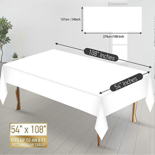 4 Pcs Acsergery Disposable Plastic Tablecloths, Plastic Rectangle Pure White Tablecloths Gift 1