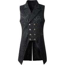 Mens Gothic Steampunk Double Breasted Vest Brocade Waistcoat Tailcoat Vest Vtg Acsergery Gift