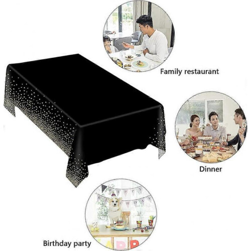 2 Pack Acsergery Dot Tablecloths, 54X108 Inches Rectangle Table Covers, Black Gold Dot Gift 2