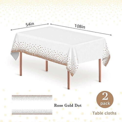 Disposable Tablecloths, 2 Pack Acsergery Rose Gold Rectangle Party Table Cloths Gift 1