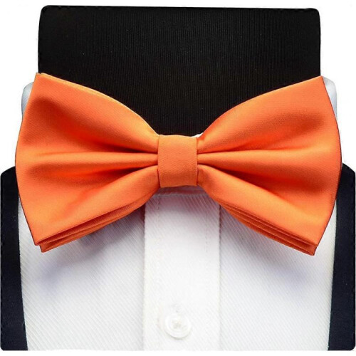Mens Solid Color Double Fold Pre-Tied Bow Tie and Pocket Square Cufflink Set with Acsergery Gift Box Gift 2