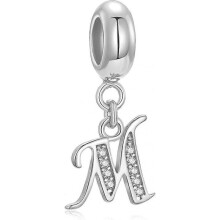 Genuine 925 Sterling Silver Letter Beads Initial A-Z Dangle Alphabet Crystal Acsergery Gift