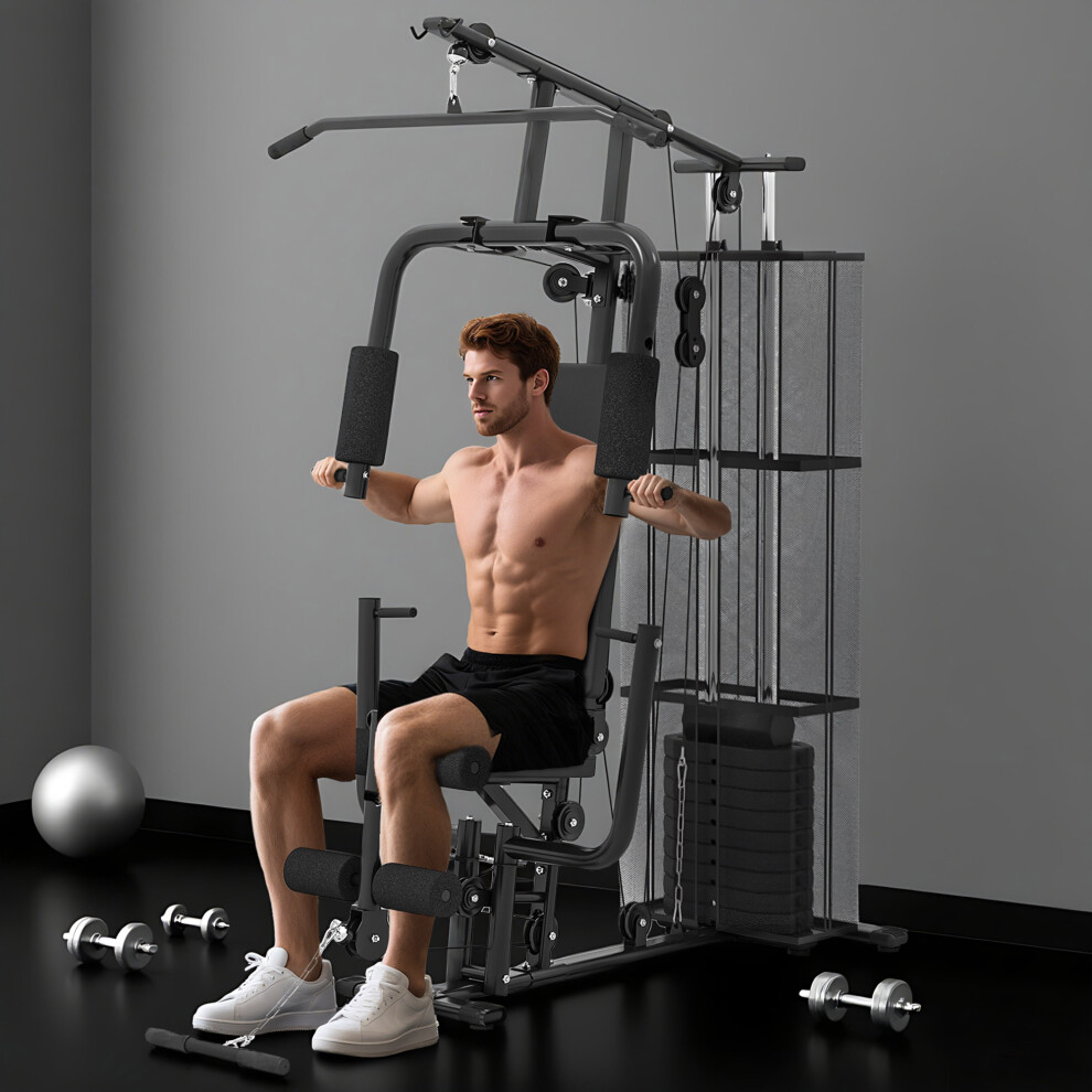 HOMCOM Multifunction Home Gym Weight Training Station Machine Black