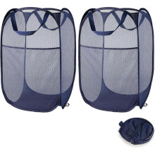 2Pcs Mesh Pop-Up Foldable Washing Laundry Basket Bag, Large 77 Liters Foldable Acsergery Gift