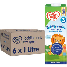 Cow & Gate Pack of 6/, 3Toddler Baby Milk Ready to Use Liquid Formula 1-3 Years 1 L