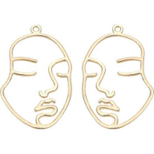 10Pcs AcserGery Gift 18K Gold Plated Hollow Face Pendant Long-Lasting Brass