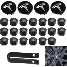 Tesla Model 3 Model Y Aero Wheel Cap Kit with Logo - Black