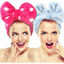 2 Pack AcserGery Giftcute Stretchy Bow Knot Wash Face Headbands, Lovely Towel