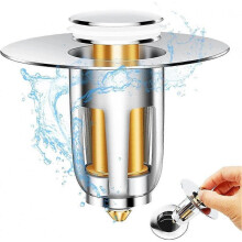 Basin Pop-Up Drain Filter,Stainless Steel Bullet Core Push Pop Up Sink Drain Acsergery Gift