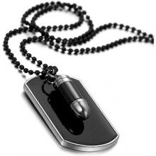 Mens Biker Alloy Bullet Military Army Style Dog Tag Pendant Necklace, Acsergery 27.5 Inch Gift