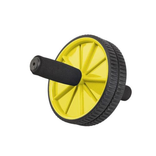 Bourgini Foam Handle Ab Roller Core Strength Workout Black and Yellow 1