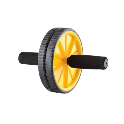 Bourgini Foam Handle Ab Roller Core Strength Workout Black and Yellow