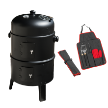 KCT 3 in 1 Upright BBQ Smoker - with Tool Set Outdoor Barbeque Cooking Grill