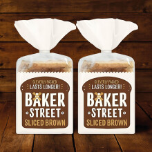 Baker Street BROWN Sliced Bread 550g (Pack of 2) | Wholesome and Delicious Wholemeal Bread | Healthy and Nutritious