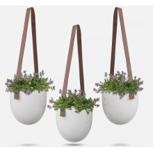 Hanging Plant Pot x 3 Indoor Outdoor Ceramic Planter Basket 21CM Strap Length